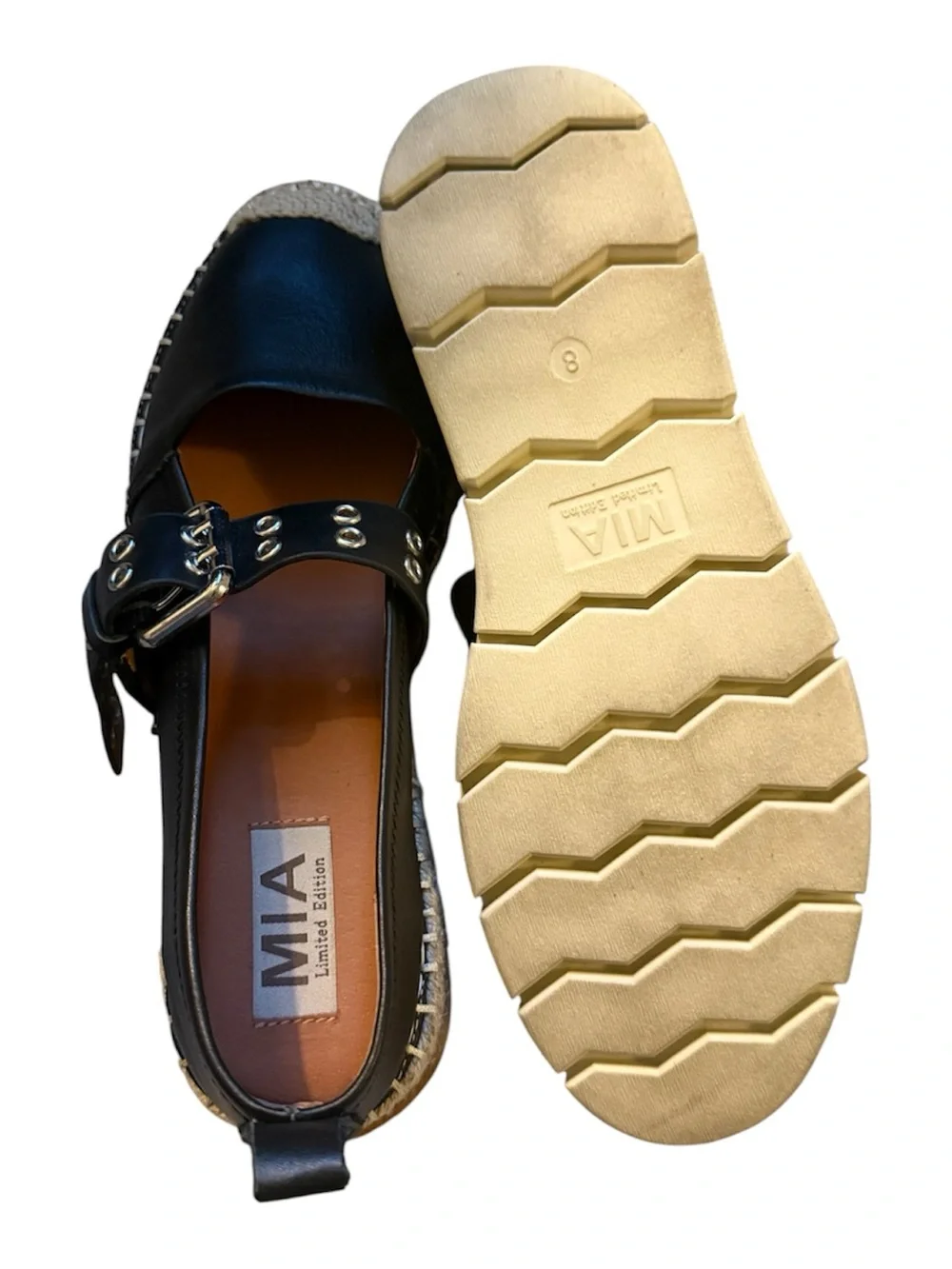 MIA Black Espadrille Mary Jane with Silver Buckle